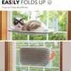 [Gray Cat Window Perch] Foldable Gray Cat Window Perch Hammock with Iron Frame and Strong Suction Cups, Indoor Cat Bed Seat
