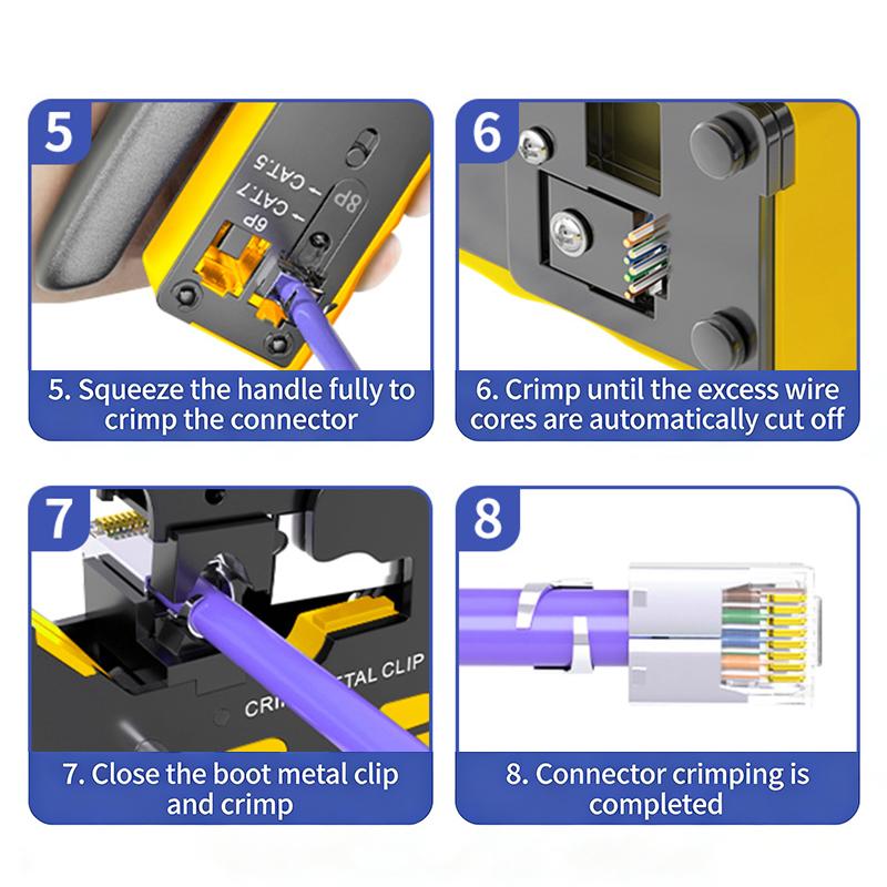 Проходной обжимной инструмент для кабеля Cat7 Cat6 Cat6A Cat5 Cat5E Инструмент для зачистки и обжима С 8P/6P Ethernet-коннекторами