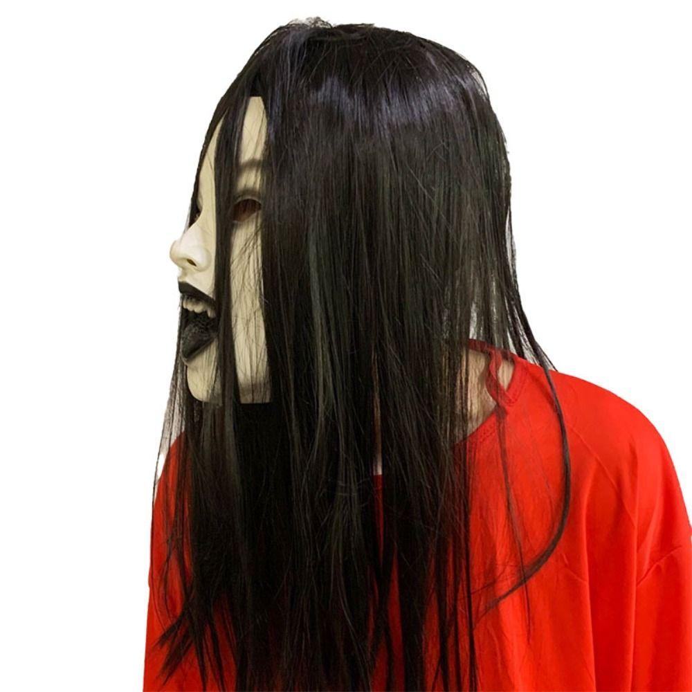 Latex Mask Halloween Decoration Long Hair Party Cosplay Costume Creepier Headgear Ghost House