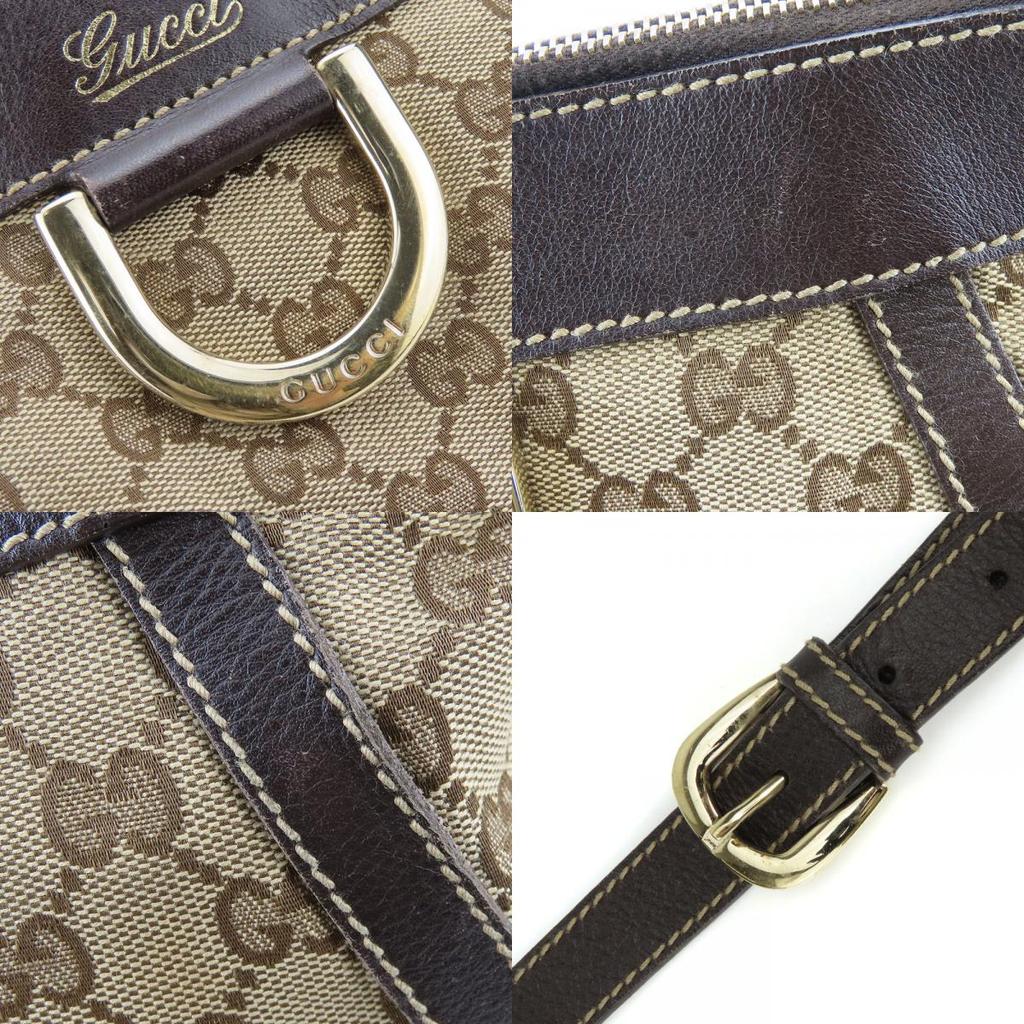 Used GUCCI Shoulder Bag 203257 Abbey GG canvas beige Dark brown Diagonally hung