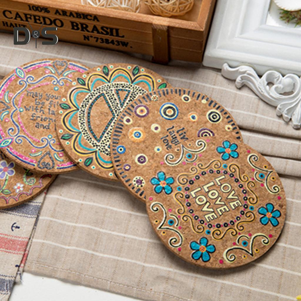 SW 4 шт., подставки для напитков, круглые, теплоизоляционные, из натуральной пробки, коврик для чашки, настольный декор