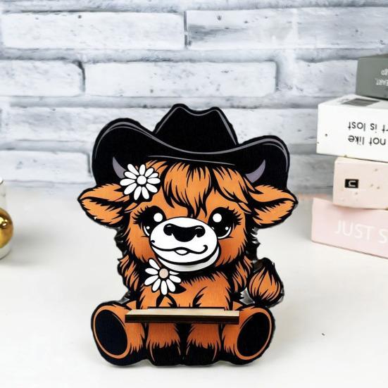 Держатель для очков Хайлендская корова Yousheng Деревянная подставка для очков Дисплейная стойка Мультяшное животное Подставка-держатель для солнцезащитных очков для спальни, кабинета, офиса