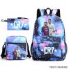 Luo Qixing Three-Piece Schoolbag, Male And Female Students Leisure Bag, Printed Large-Capacity Outdoor Backpack