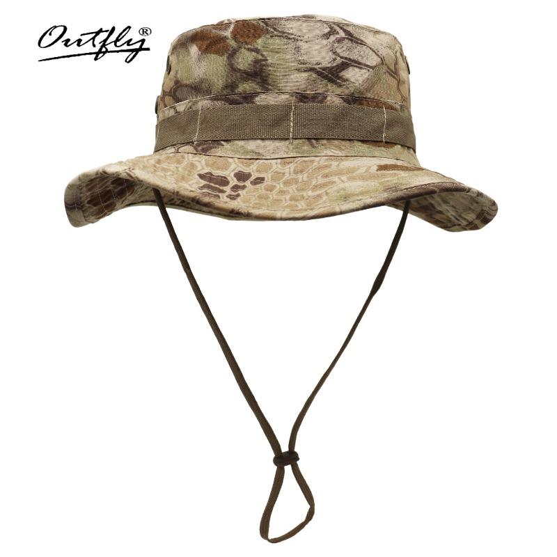 Jungle Camouflage Sun Protection Benny Hat Sniper Flat Top Bucket Hat Outdoor Sports Tactical Military Fan Hat