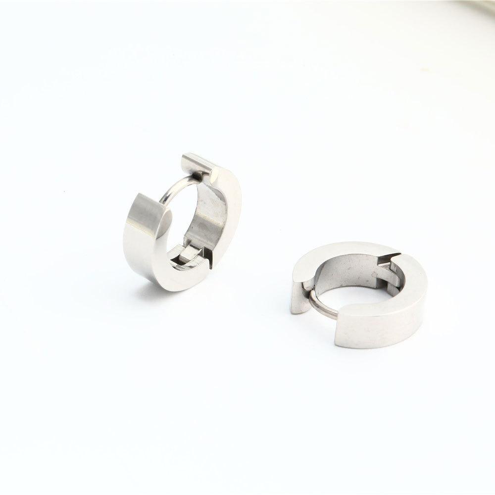 2pcs Stainless Steel Round Huggie Hoop Earrings Unisex Ear Buckle New Piercing Ear Studs Men