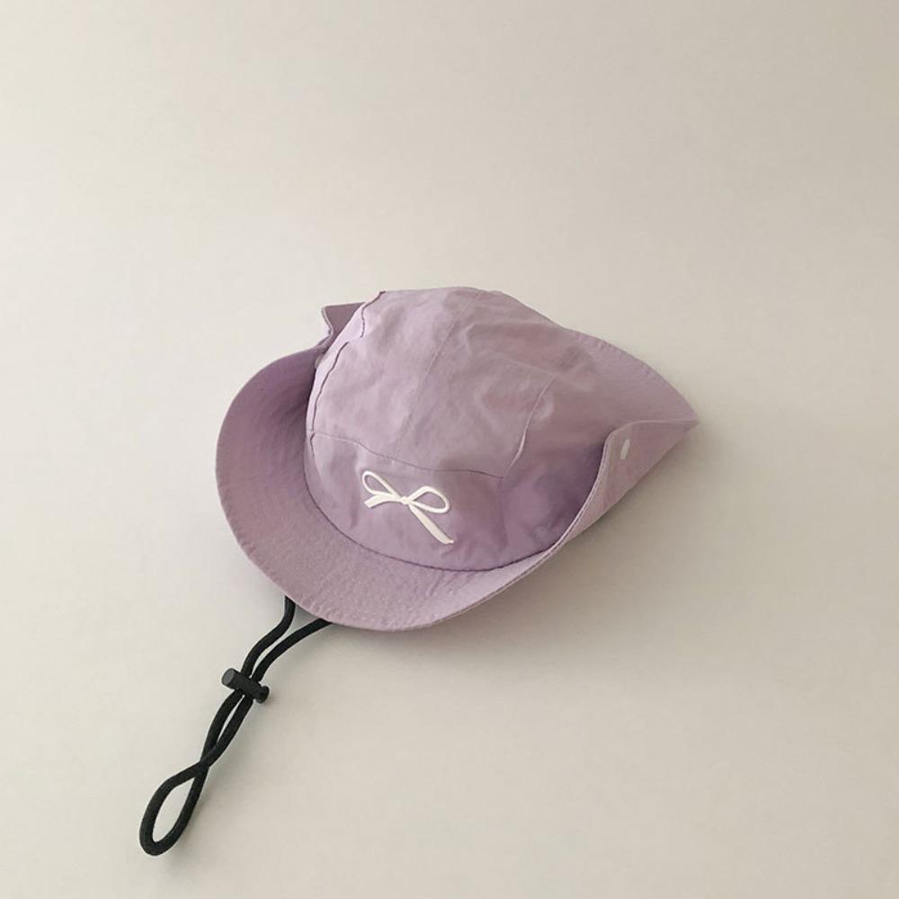 Bow Embroidery Summer Kid Sunhat Quick-dry Children's Fisherman Hat Candy Color Bucket Hat  Baby