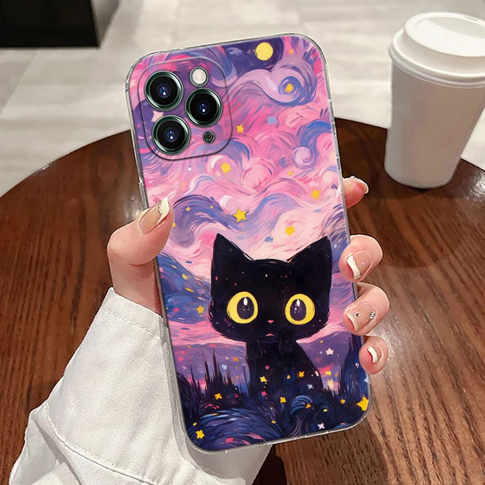 Ретро Масляная Живопись Звездное Небо Кот Чехол Для Apple iPhone 17 16 15 14 13 12 11 Pro Max 16 Plus 16E 17Air 17Pro Чехол Для Телефона Funda