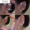 Plated Metal Leaf Butterfly Clip Earrings for Women Ear Clips Without Piercing Sparkling Zircon Ear Cuff Fashion Jewelry
