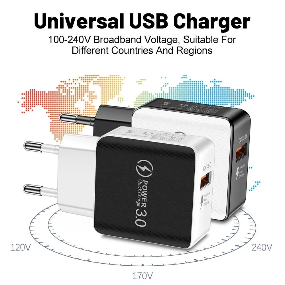 Быстрая зарядка 3A QC3.0 18 Вт USB-зарядка Quick Charge 3.0 Зарядное устройство для телефона для iPhone для Samsung Xiaomi Redmi Вилка EU/US
