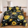 3D Цветочный Покрывало King Size Женский Комплект постельного белья с желтыми цветами Пододеяльник с изображением подсолнуха Ботанический цветочный принт Покрывало для пододеяльника