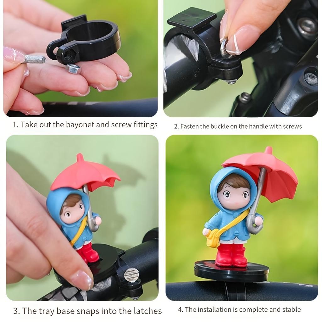 Creative Strap Model Motorcycle Cute Doll, Bicycle Decoration Ornament, Mountain Bike, Motorcycle New Umbrella Girl Decoration, Bottle Car Ornament