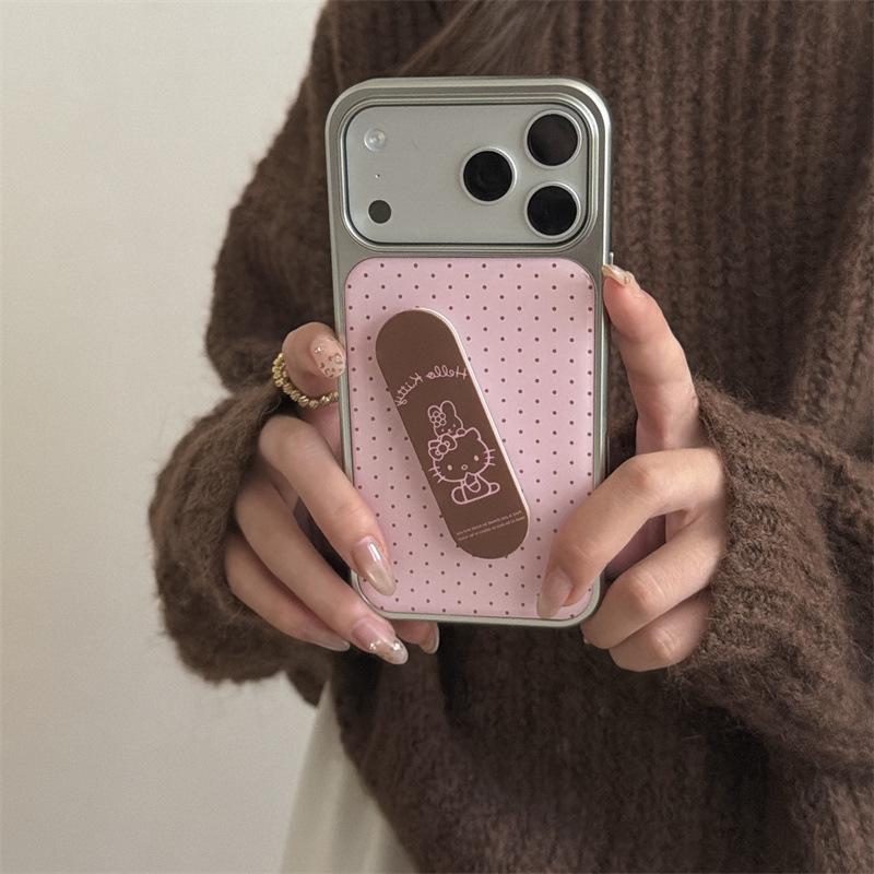 Чехол для iPhone в корейском стиле с горошком и полосками Hello Kitty для 17, 16 Pro Max, 15, 14