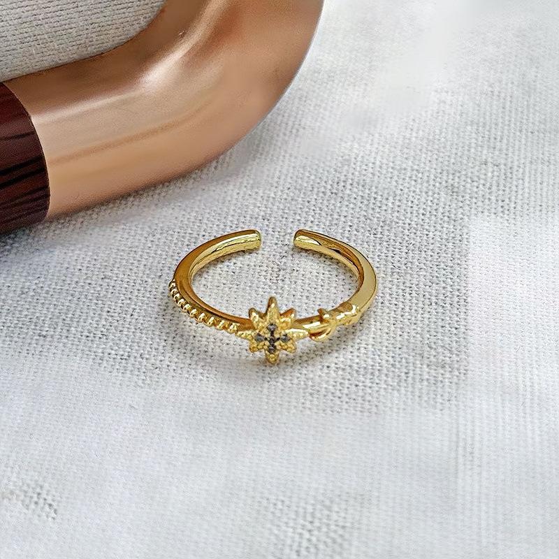 Ретро Нишевый Дизайн Простой Цирконовый Алмазный Раскрывающийся Кольцо Легкая Роскошь Алмазный Характер Высококлассное Кольцо