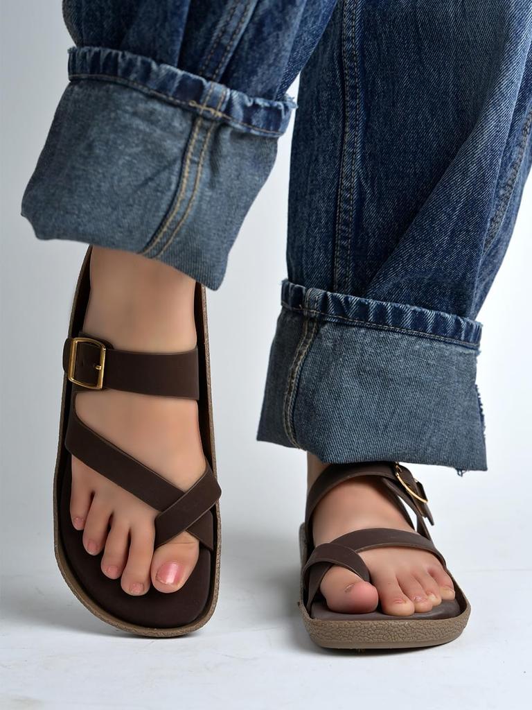 Shoetopia Женские Премиальные Стильные Удобные Повседневные Сандалии | Легкая Противоскользящая Подошва Для Улицы | Прочная Подошва С Хорошим Сцеплением Долговечная Повседневная Обувь