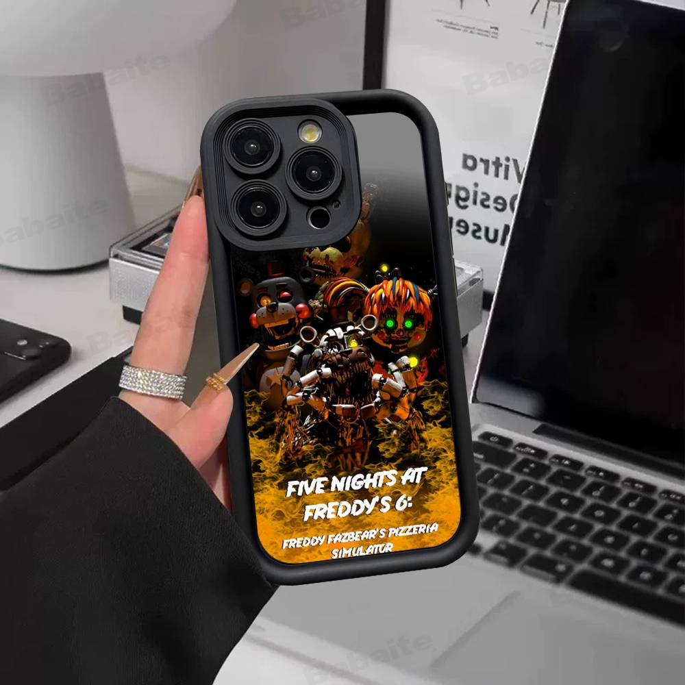 F-FNAF Пять ночей с Фредди Силиконовый Мягкий Чехол Для Телефона Для iPhone 17 16 15 14 Plus 13 12 Mini 11 Черный Чехол