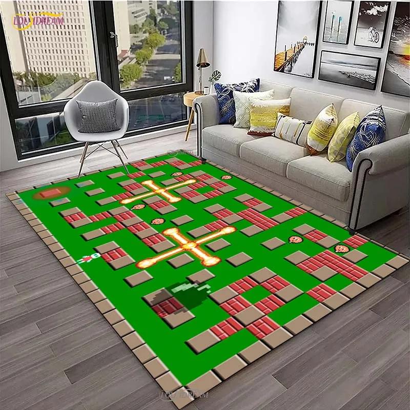Ретро Ковер для игры Bomberman для гостиной, коврик для спальни, коврик для кухни с нескользящим покрытием, ковер, подарок на день рождения, коврик-постер