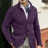 Мужская повседневная и модная однотонная теплая куртка-свитер, мужской трикотажный свитер с длинными рукавами и застежкой на пуговицы, со стойкой