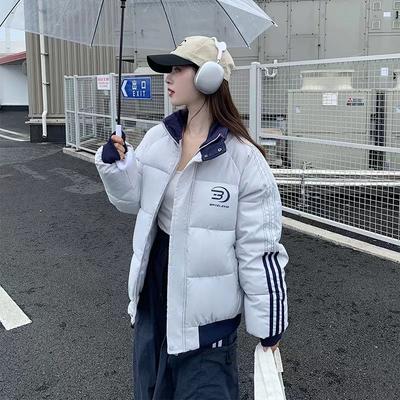 Корейский трендовый бренд, контрастная хлопковая куртка с тремя полосками по бокам и воротником-стойкой, хлопковая одежда, новая теплая и утолщенная стеганая куртка, топ на зиму