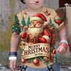 Children's Christmas Reindeer Print T-shirt Boys Cute Round Neck Short Sleeved Soft Comfortable Top