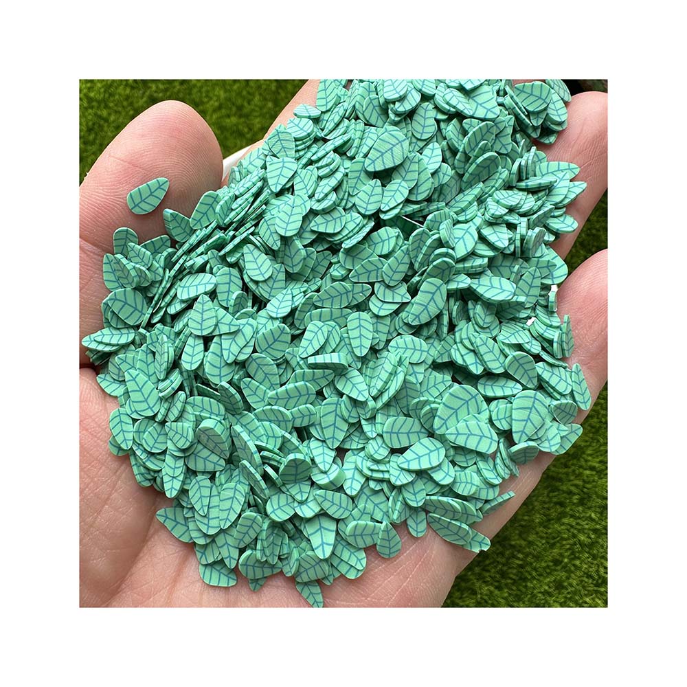 Spring Green Leaves Polymer Clays for DIY Crafts Plastic Klei Mud Particles Slime Filler Slices Accessories