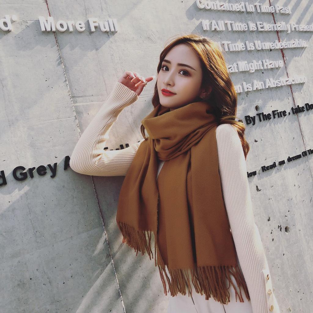 200 * 70cm Thick Solid Color Women'S Cashmere Imitation Scarf For Winter Luxury Women'S Wool Shawl