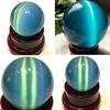 1PCS Asian Quartz Blue Cat Eye Crystal Ball Sphere 40mm Not Include The Base