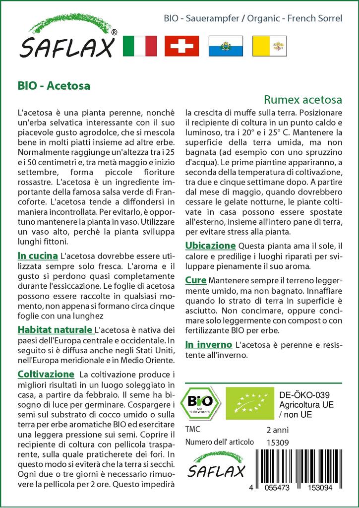 SAFLAX Garden in the Bag - Органический - Французский щавель - 400 семян - С субстратом в подходящем пакете - Rumex acetosa