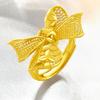 Gold Womens Exquisite Plated Ring With Large Floral Butterfly Design Adjustable