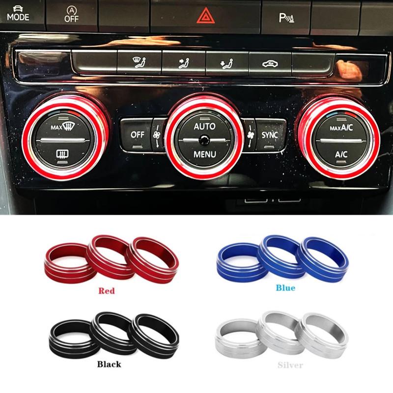 3Pcs/Set Car Air Conditioning Knob Control Switch Decoration Ring Fit For Volkswagen VW Golf 7 MK7 2014- Auto