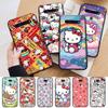 AH33 милый черный чехол Hello Kitty для iPhone 16 15 Plus 14 13 12 11 Pro 8 7 6S SE 5S X XR XS Max Realme C30 C33 C31 9I Huawei Y8P Y9 Sofe Cover