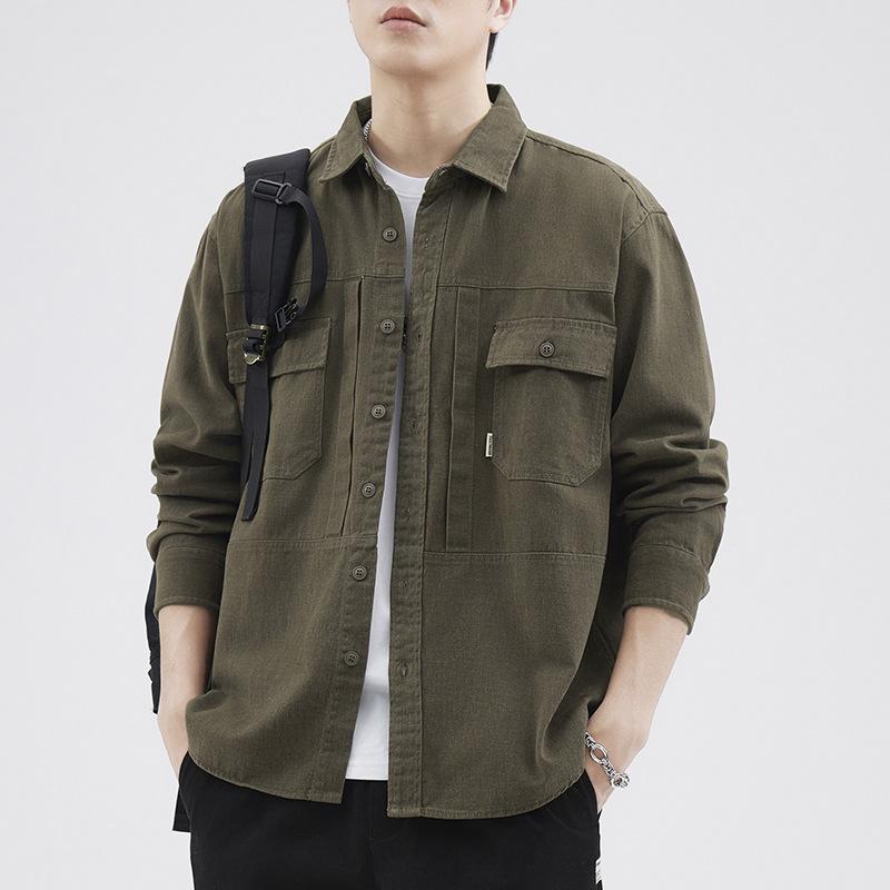 Японская серая рубашка Tooling, мужская, модная, с фирменным принтом, свободная, большого размера, повседневная, рубашка Ruffian, куртка, топ, модная