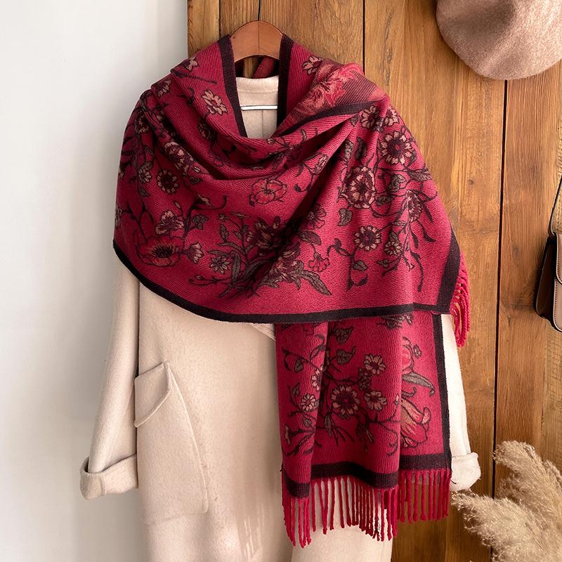Fashion Thick Soft Cashmere Luxury Brand Jacquard Scarf Women Winter Poncho For Lady Casual Neckerchief Bandana Shawl Headband