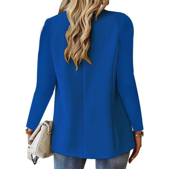 Women Blazer Slim Fit Long Sleeves Commuter Suit Coat Solid Color Single-Button Blazer for Office Daily Wear Evening Party