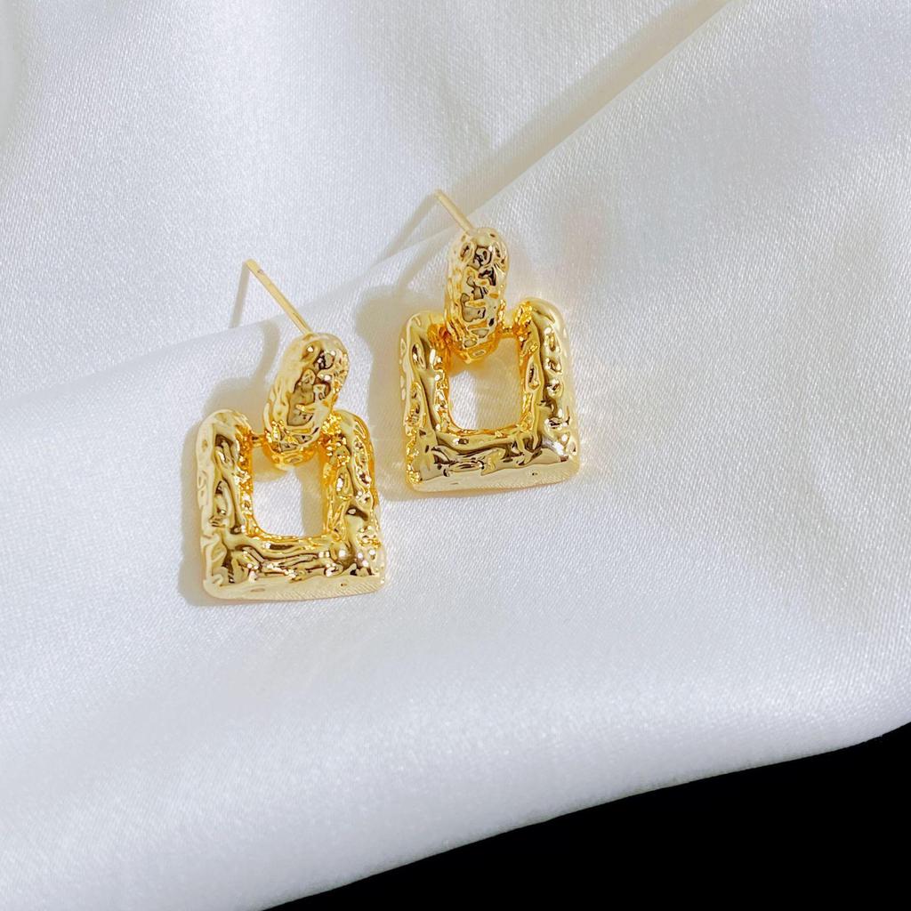 Квадратные толстые серьги из золота и серебра