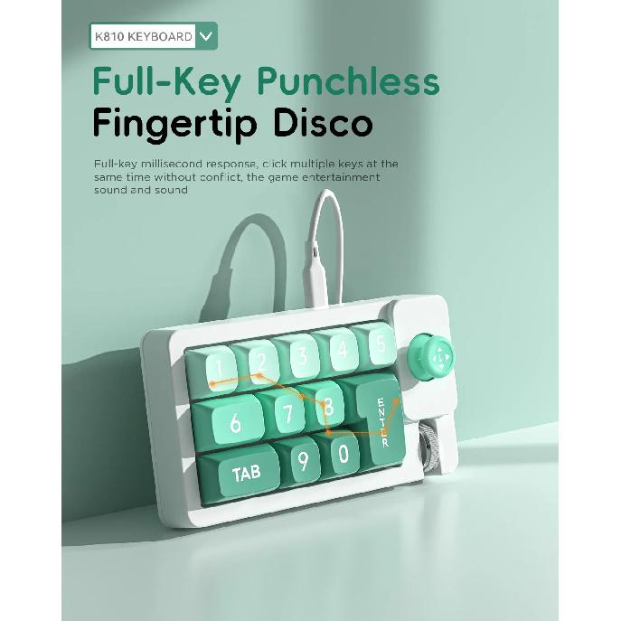 Macro Programming Mechanical Keyboard Numeric Keypad 12 Keys Joystick Control One Handed Keypad RGB Mini Gaming Keyboard K810