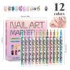 12 Color Quick Dry Nail Art Pens Fine Tip for Precise Drawing Not Require Lamp Water Based Safe for DIY Manicures