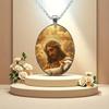 A Jesus and Lamb Pendant Christian Necklace, Time Gem Spiritual Jewelry Jesus Good Shepherd Silver Necklace Catholic Patron Saint Pendant Gift