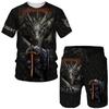 Cool Men's Knight Templar 3D Print Tees/Shorts/Sets Retro Warrior Armor Cosplay Outfits T-Shirt Suit Hip Hop Streetwear Clothing
