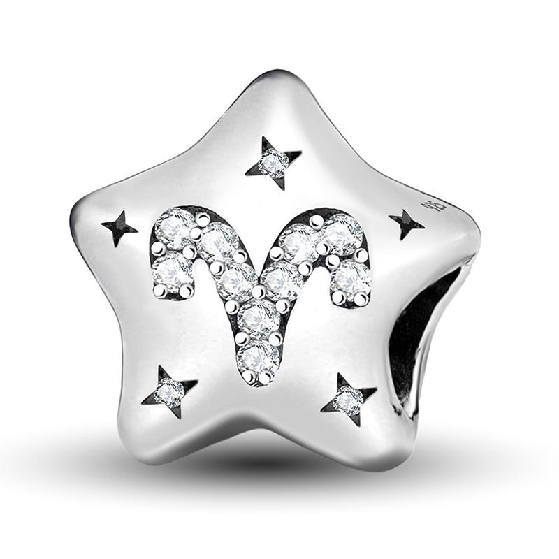 Медь Милый Звезда 12 Серия Созвездий Шармы Бусина Подходит Оригинальный Пан Браслет Бангл DIY Ювелирные Изделия Для Женщин Подарок