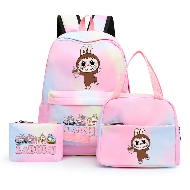 3Pcs/set Printed Backpack with Lunch Bag Pencil Case Student Teenager Boy Girl Bagpack Women's Backpack Set Travel Bag