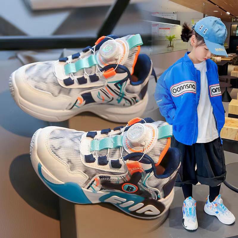 Spring/Autumn 2025 Kids' Sports Shoes: Breathable Mesh with Rotating Buckle for Girls & Boys