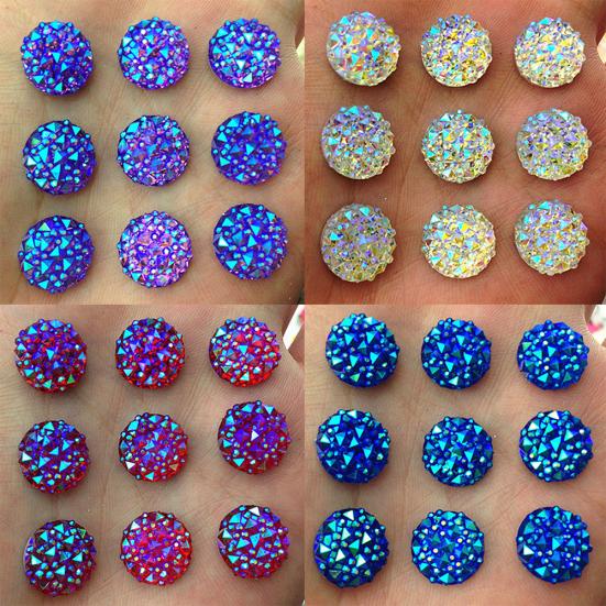 DIY 40 шт. 12 мм круглые стразы из смолы AB с плоской задней стороной для телефона, свадебные поделки