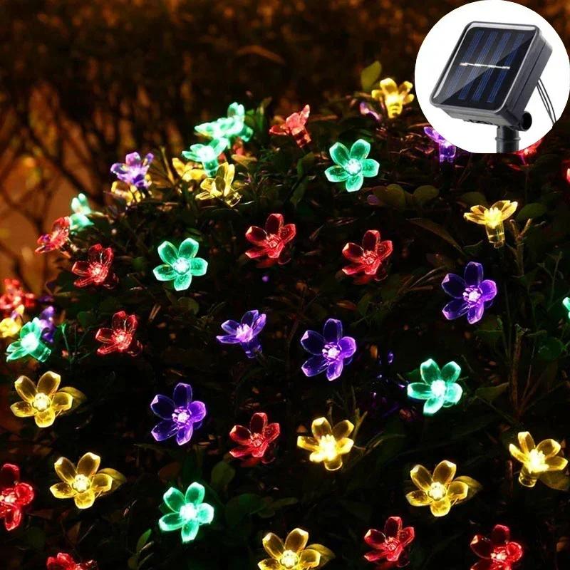 LED Festoon Cherry Blossom Garden Tree Solar Garland Wedding Party Balcony Decoration Holiday Outdoor Solar Light String