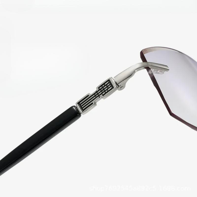 Оправа с алмазной огранкой, безободковые квадратные очки для чтения двойного назначения для дали и близи, женские очки с металлической оправой, антиусталостные мужские очки