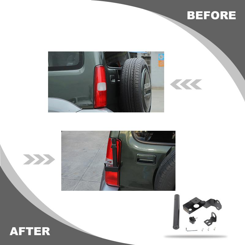 Tailgate Flagpole Antenna Bracket Stand  Fit For Suzuki Jimny 2007-2017 Metal Car Accessories Black