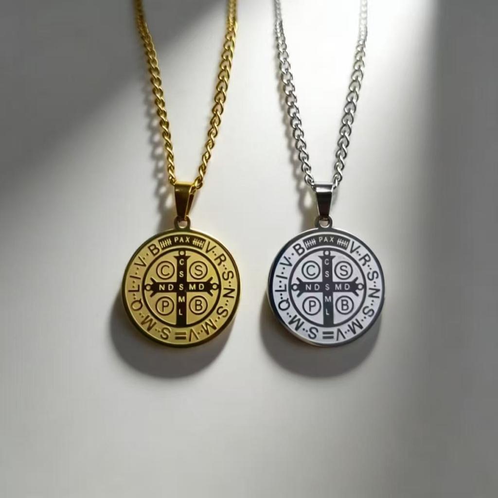 St. Benedict's Exorcism Holy Medal Necklace Pendant God Circle Medal Trendy Necklace