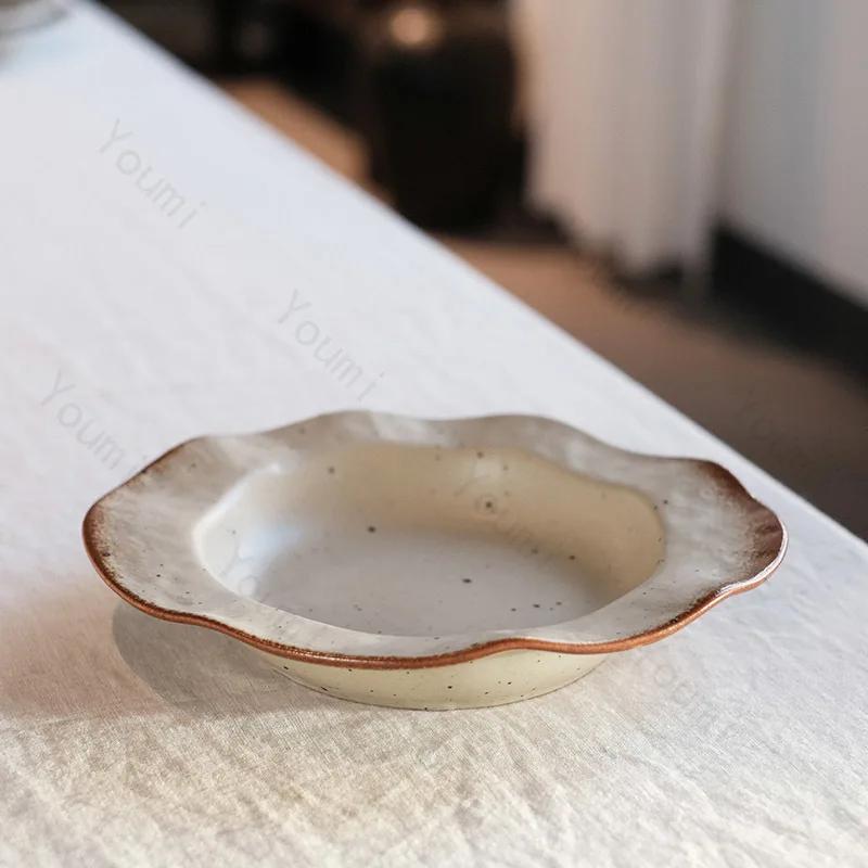 Креативные керамические тарелки в форме листьев лотоса, уникальные нестандартные десертные салатные тарелки, домашние вкусные блюда, обеденная тарелка, изысканная столовая посуда