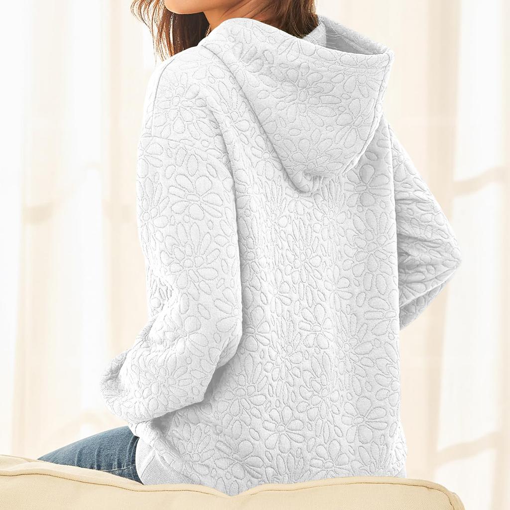 Женский модный худи с текстурой, однотонный, с капюшоном, с длинными рукавами