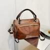 Ретро Бостон Большая вместимость женская сумка через плечо из мягкой искусственной кожи, однотонная женская сумка через плечо, сумки
