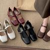 Fashion temperament French retro square head shallow mouth single shoes women's 2025 new spring and autumn skirt Mary Jane small leather shoes